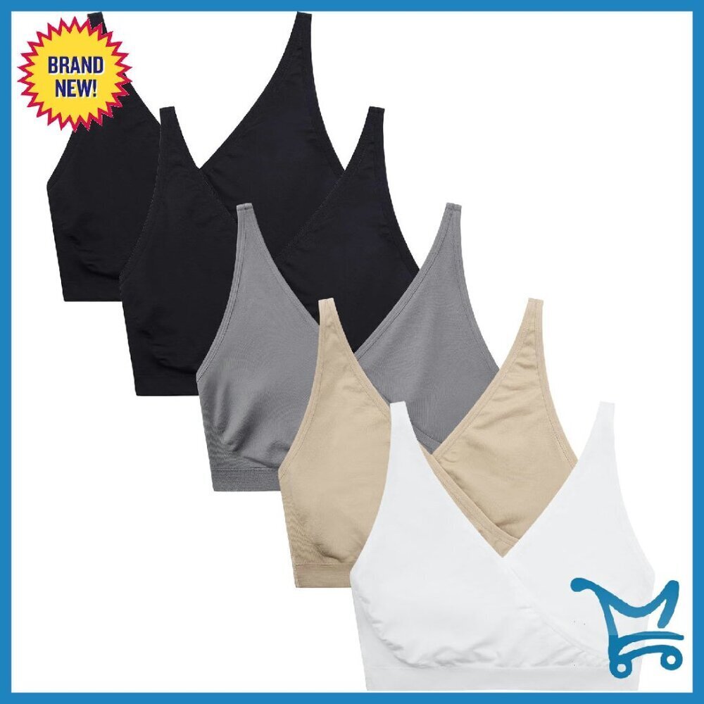 5-Pack Nursing Sleep Bras Seamless Wirefree Maternity Comfort